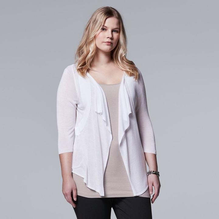Plus Size Simply Vera Vera Wang Flyaway Cardigan, Women's, Size: 2xl, White