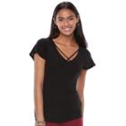 Juniors' Candie's&reg; Strappy Flutter Sleeve Tee, Teens, Size: Small, Oxford
