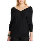 Women's Chaps V-neck Sweater, Size: Large, Black