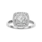 10k White Gold 1/2 Carat T.w. Diamond Square Halo Ring, Women's, Size: 7