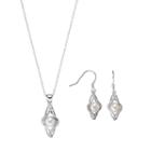 Sterling Silver Freshwater Cultured Pearl & Cubic Zirconia Kite Jewelry Set, Women's, Size: 18, White