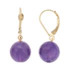 14k Gold Agate Drop Earrings, Women's, Purple