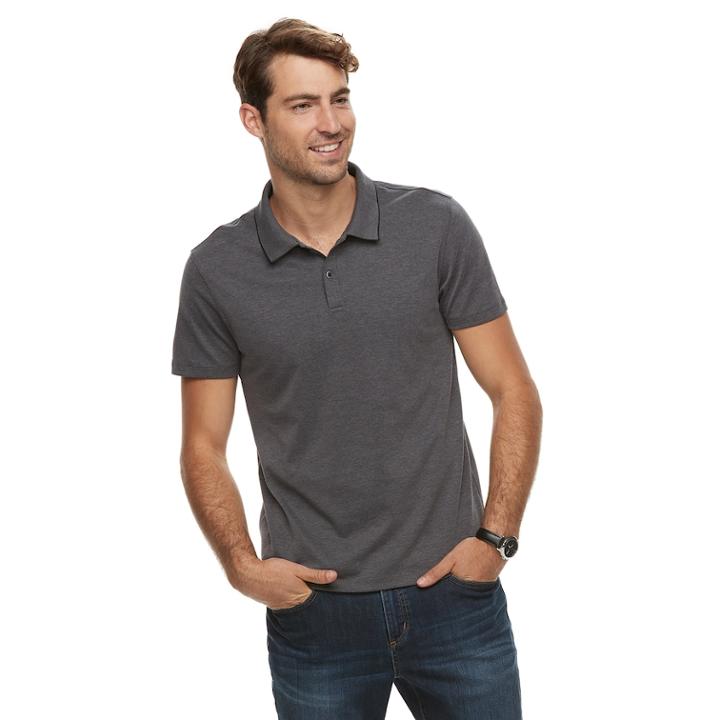 Men's Apt. 9&reg; Soft Touch Birdseye Pique Polo, Size: Medium, Black