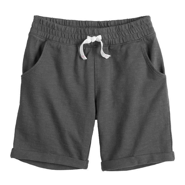 Girls 4-10 Jumping Beans&reg; Roll-cuff French Terry Bermuda Shorts, Size: 6, Dark Grey
