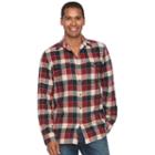 Men's Sonoma Goods For Life&trade; Slim-fit Plaid Flannel Button-down Shirt, Size: Xl, Dark Red