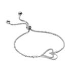 Sterling Silver Cubic Zirconia Heart Bolo Bracelet, Women's, Size: 7, White