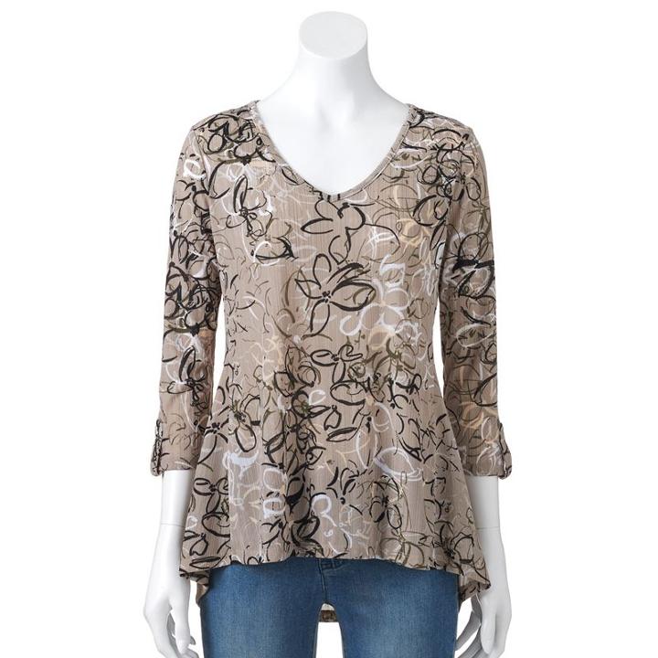 Women's Dana Buchman Printed High-low Top, Size: Medium, White