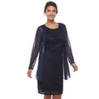 Women's Onyx Nite Chiffon Jacket & Lace Dress Set, Size: 12, Blue (navy)