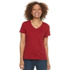 Petite Croft & Barrow&reg; V-neck Tee, Women's, Size: S Petite, Dark Red