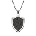 1/2 Carat T.w. Black Diamond Stainless Steel Shield Pendant Necklace - Men, Size: 24
