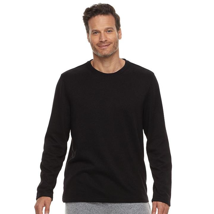 Men's Croft & Barrow&reg; Fleece Crewneck Tee, Size: Large, Black