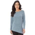 Women's Apt. 9&reg; Asymmetrical Ribbed Crewneck Sweater, Size: Small, Light Blue