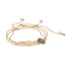 Lc Lauren Conrad Leaf, Simulated Drusy & Pave Bar Bracelet Set, Women's, Grey