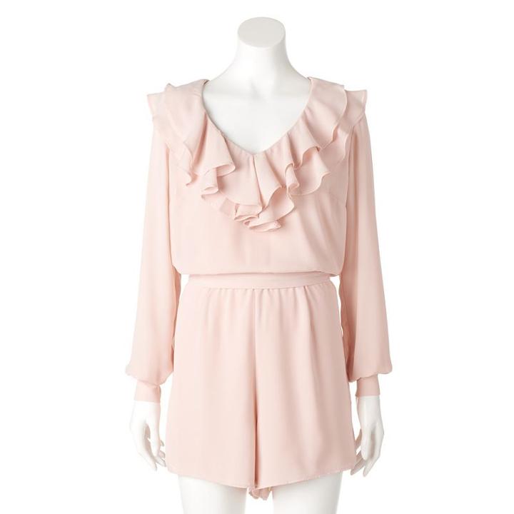 Women's Jennifer Lopez Ruffle Romper, Size: 8, Dark Pink