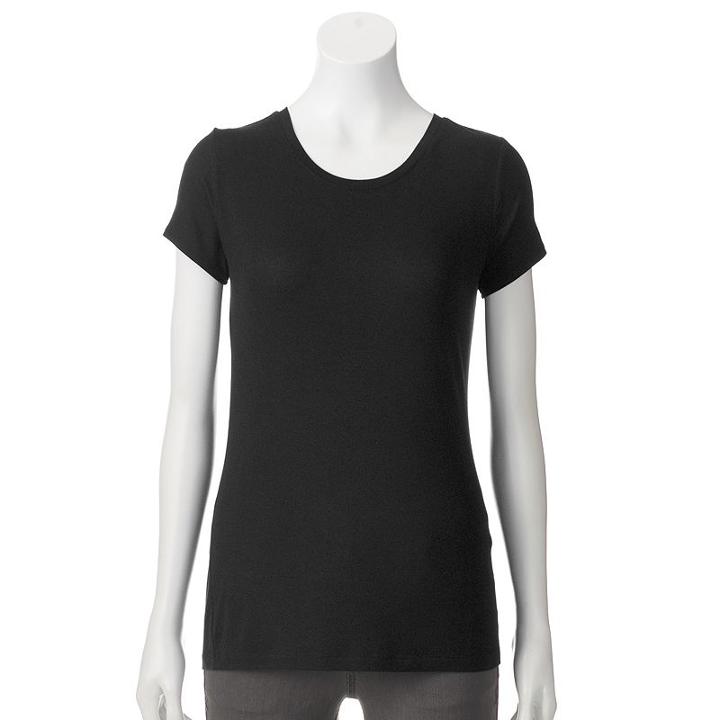 Women's Apt. 9® Essential Crewneck Tee, Size: Xl, Black