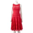 Women's Chaya Lace Stripe Fit & Flare Dress, Size: 8, Brt Red