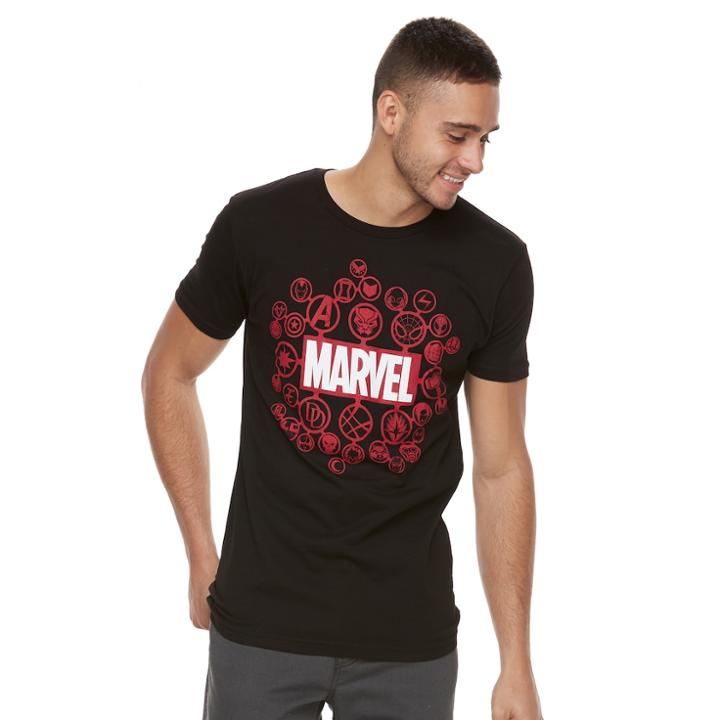 Men's Marvel Comics Logos Tee, Size: Large, Black