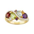 18k Gold Over Silver Gemstone Cluster Ring, Women's, Size: 8, Multicolor