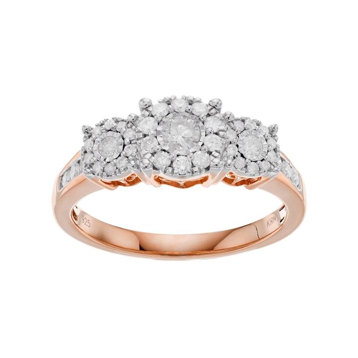 1/2 Carat T.w. Diamond 3-stone Cluster Engagement Ring, Women's, Size: 7, White
