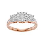 1/2 Carat T.w. Diamond 3-stone Cluster Engagement Ring, Women's, Size: 7, White