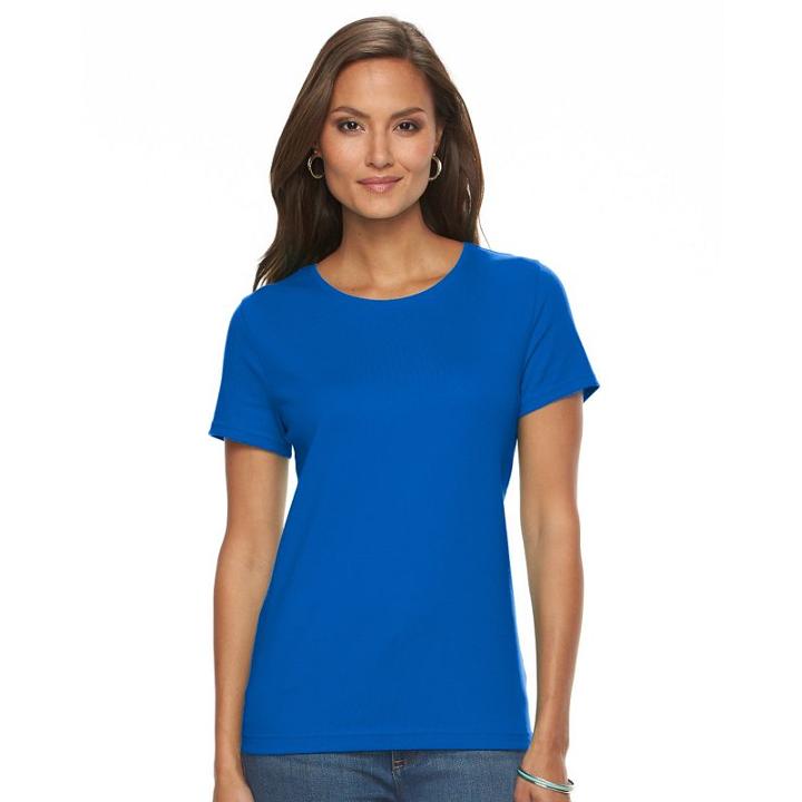 Women's Croft & Barrow&reg; Essential Crewneck Tee, Size: Large, Dark Blue