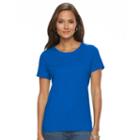 Women's Croft & Barrow&reg; Essential Crewneck Tee, Size: Large, Dark Blue