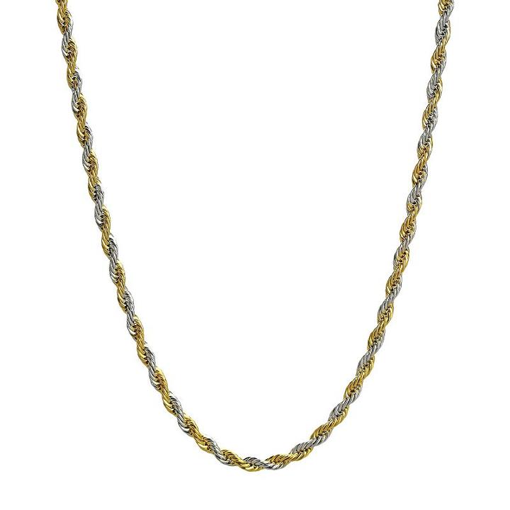 Lynx Stainless Steel Yellow Ion-plated Rope Chain Necklace - 24-in, Women's, Size: 24