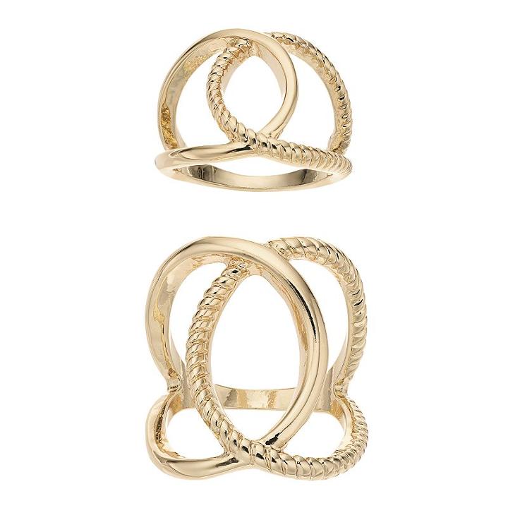 Jennifer Lopez Interlocked Loop Ring Set, Women's, Size: 7, Gold