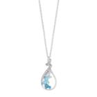 Sterling Silver Swiss Blue Topaz & Lab-created White Sapphire Openwork Teardrop Pendant Necklace, Women's, Size: 18