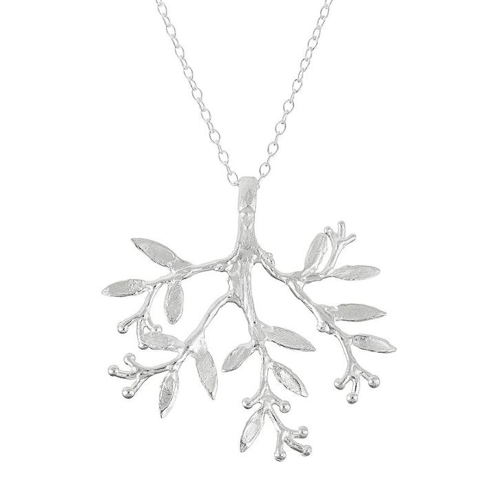 Journee Collection Sterling Silver Leaf Pendant Necklace, Women's, Size: 18, Grey