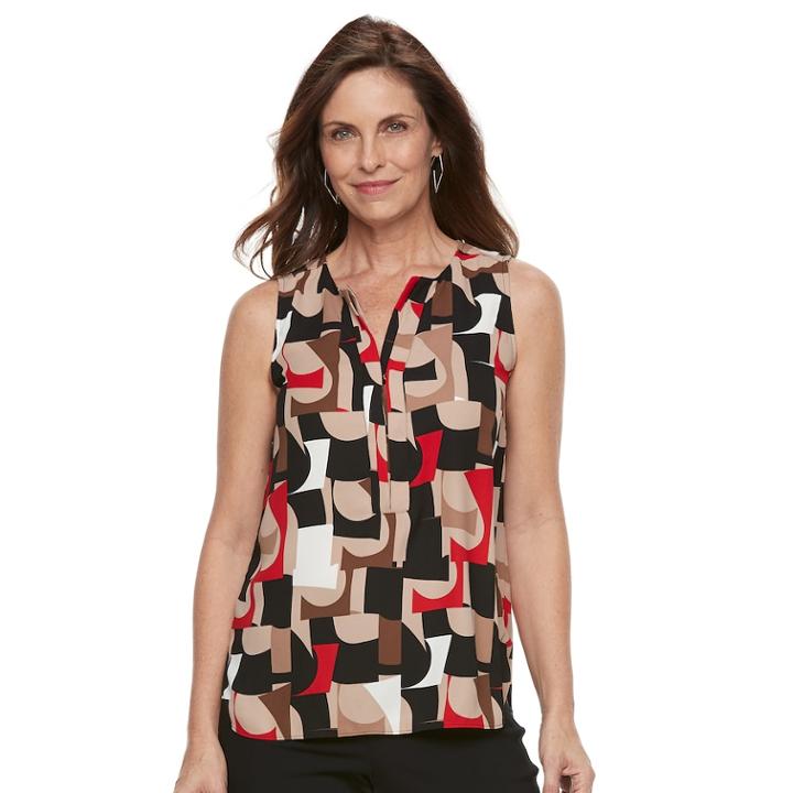 Women's Dana Buchman Crepe Sleeveless Blouse, Size: Large, Dark Beige