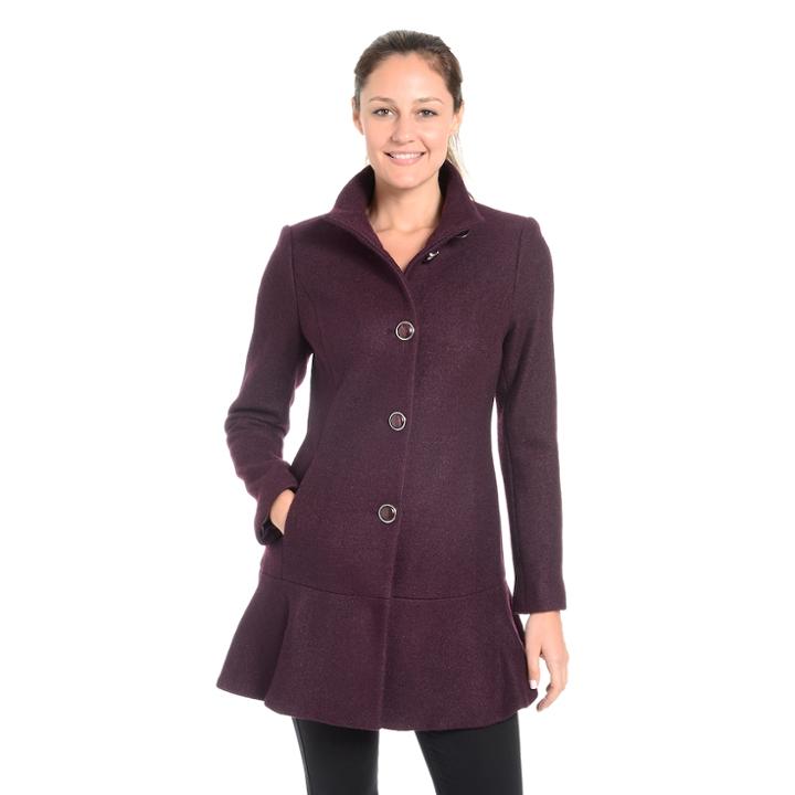 Women's Fleet Street Wool-blend Flounce Coat, Size: Xs, Med Purple