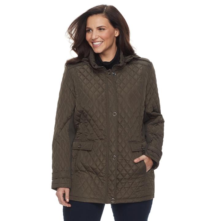 Plus Size Mo-ka Quilted Jacket, Women's, Size: 3xl, Med Green