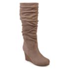 Journee Collection Haze Women's Wedge Slouch Knee High Boots, Size: Medium (7.5), Med Beige