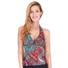 Women's Mazu Paisley Scalloped Halterkini Top, Size: 8, Black
