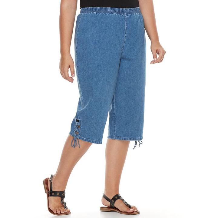 Plus Size Croft & Barrow&reg; Lace-up Skimmer Capris, Women's, Size: 3 - Regular, Dark Blue
