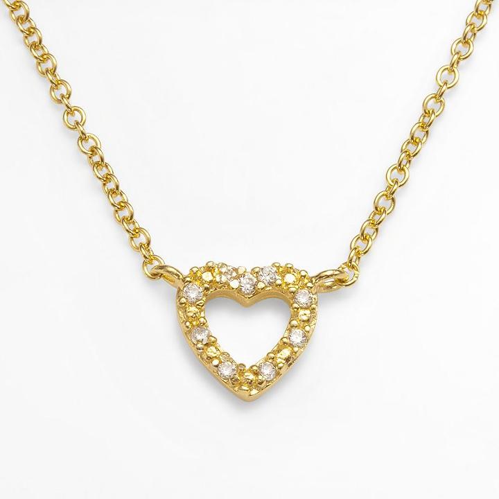 Sophie Miller 14k Gold Over Silver Cubic Zirconia Heart Link Necklace, Women's, Size: 18, White