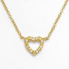Sophie Miller 14k Gold Over Silver Cubic Zirconia Heart Link Necklace, Women's, Size: 18, White