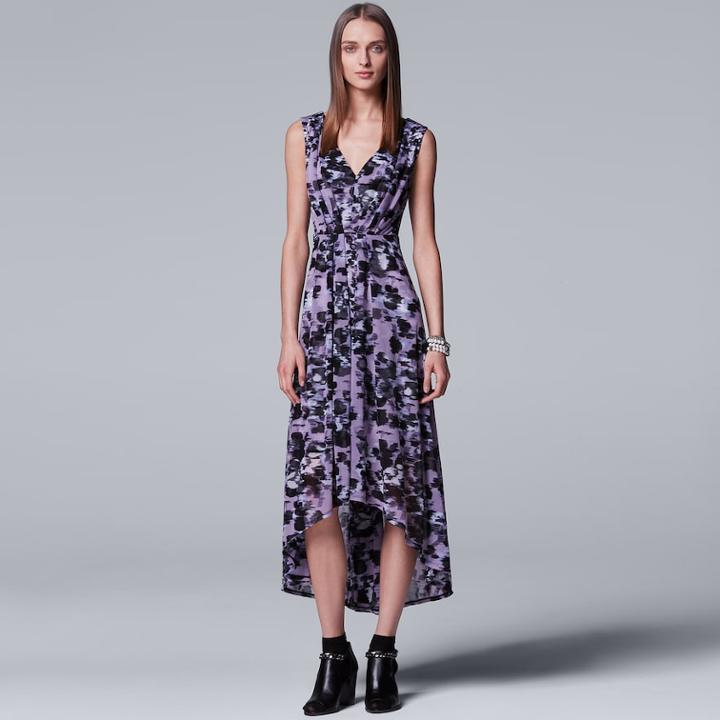 Women's Simply Vera Vera Wang Pleated High-low Maxi Dress, Size: Large, Med Purple