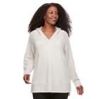 Plus Size Sonoma Goods For Life&trade; Cable Knit Hooded Tunic, Women's, Size: 1xl, Lt Beige