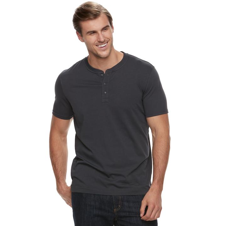 Big & Tall Sonoma Goods For Life&trade; Supersoft Stretch Henley, Men's, Size: L Tall, Grey