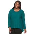 Plus Size Dana Buchman Sharkbite Hem Knit Sweater, Women's, Size: 2xl, Lt Green
