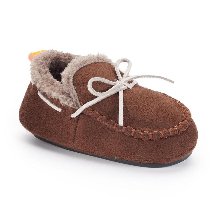 Baby Boy Skidders Faux-fur Lined Slippers, Size: 24 Months, Brown