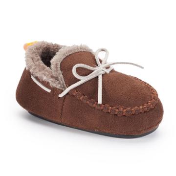 Baby Boy Skidders Faux-fur Lined Slippers, Size: 24 Months, Brown