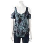 Women's Rock & Republic&reg; Tie-dye Cold-shoulder Tee, Size: Large, Med Grey