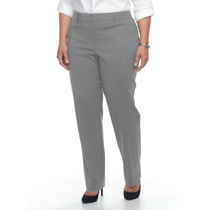 Plus Size Apt. 9&reg; Straight-leg Pants, Women's, Size: 20 W, Grey