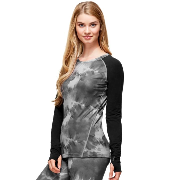 Women's Hottotties By Terramar Ashley Raglan Long Sleeve Top, Size: Medium, Brown Over