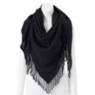 Women's Candie's&reg; Solid Fringed Triangle Scarf, Black