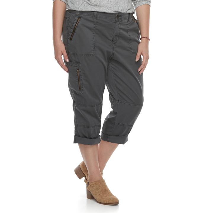 Plus Size Sonoma Goods For Life&trade; Utility Convertible Capris, Women's, Size: 24 W, Dark Grey