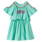 Girls 4-6x Nannette Embroidered Cold-shoulder Gauze Dress, Girl's, Size: 5, Turquoise/blue (turq/aqua)